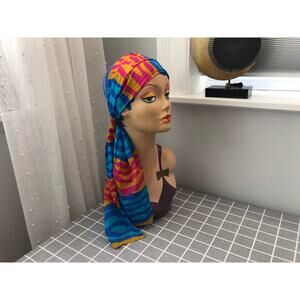 Vintage Multi color neck or hair scarf colorful